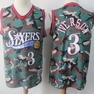 76ers #3 Allen Iverson Camo Stitched Basketball Swingman Jersey