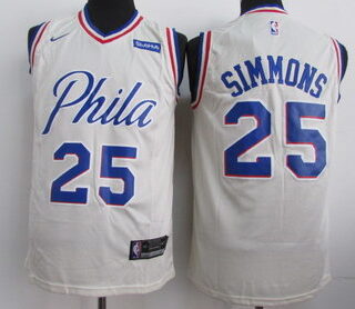 76ers 25 Ben Simmons White Nike Swingman Jersey
