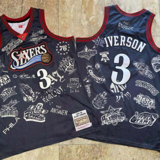 76ers 3 Allen Iverson Black 1997-98 Hardwood Classics Jersey