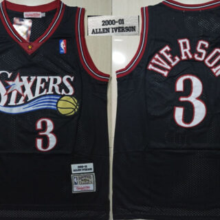 76ers 3 Allen Iverson Black 2000-01 Hardwood Classics Jersey