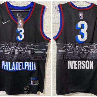 76ers 3 Allen Iverson Black 2020-21 City Edition Nike Swingman Jersey