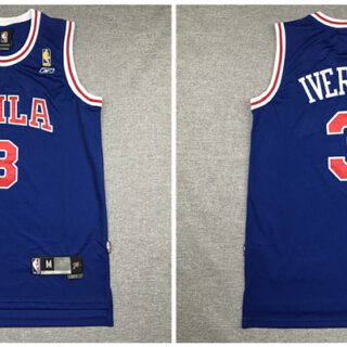 76ers 3 Allen Iverson Blue 10th Anniversary Mesh Swingman Jersey