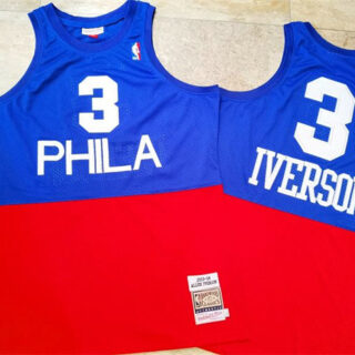 76ers 3 Allen Iverson Blue Red 2003-04 Hardwood Classics Swingman Jersey_1