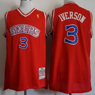 76ers 3 Allen Iverson Red 1996-97 Red Hardwood Classics Jersey