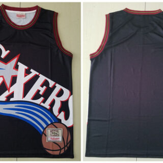 76ers Big Face Black Hardwood Classics Swingman Jersey