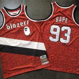A Bathing Ape Blazers #93 Bape Red Stitched Basketball Jersey