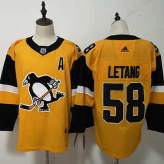 Adidas Penguins #58 Kris Letang Yellow Alternate Stitched NHL Jersey