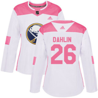 Adidas Sabres #26 Rasmus Dahlin White Pink Authentic Fashion Women's Stitched NHL Jersey