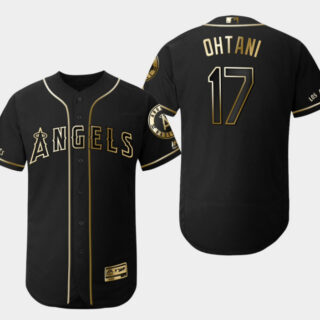 Angels 17 Shohei Ohtani Black Gold Flexbase Jersey
