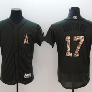 Angels 17 Shohei Ohtani Olive Green Flexbase Jersey