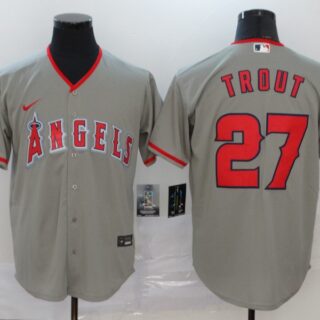 Angels 27 Mike Trout Gray 2020 Nike Cool Base Jersey