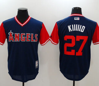 Angels 27 Mike Trout KIIIIID Navy 2018 Players' Weekend Authentic Team Jersey