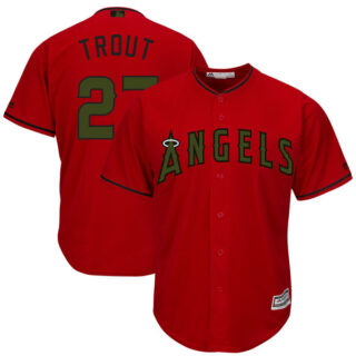 Angels 27 Mike Trout Red 2018 Memorial Day Cool Base Jersey
