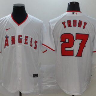 Angels 27 Mike Trout White 2020 Nike Cool Base Jersey