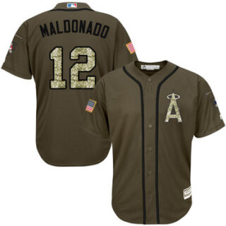 Angels of Anaheim #12 Martin Maldonado Green Salute to Service Stitched Baseball Jersey