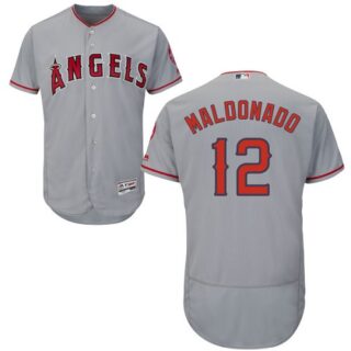 Angels of Anaheim #12 Martin Maldonado Grey Flexbase Authentic Collection Stitched Baseball Jersey