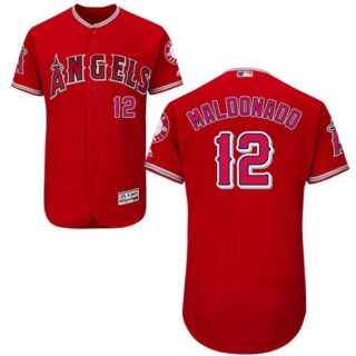 Angels of Anaheim #12 Martin Maldonado Red Flexbase Authentic Collection Stitched Baseball Jersey