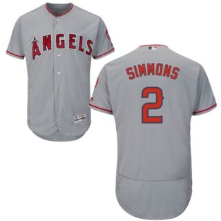 Angels of Anaheim #2 Andrelton Simmons Grey Flexbase Authentic Collection Stitched Baseball Jersey