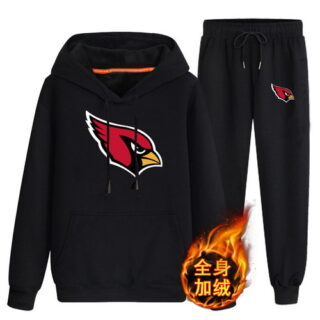 Arizona Cardinals Black Men's Winter Thicken NFL Pullover Hoodie & Pant