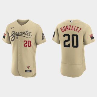 Arizona Diamondbacks #20 Luis Gonzalez Men's Nike 2021 City Connect Authentic MLB Jersey Gold
