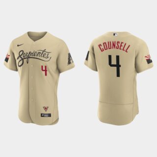 Arizona Diamondbacks #4 Craig Counsell Men's Nike 2021 City Connect Authentic MLB Jersey Gold
