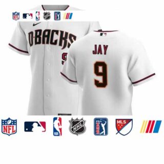 Arizona Diamondbacks #9 Jon Jay Men's Nike White Crimson Authentic Home Team MLB Jersey