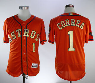 Astros 1 Carlos Correa Orange 2018 Gold Program Flexbase Jersey