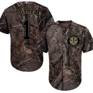 Astros #1 Carlos Correa Camo Realtree Collection Cool Base Stitched Youth Baseball Jersey