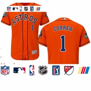Astros #1 Carlos Correa Orange Flexbase Authentic Collection 2019 World Series Bound Stitched Baseball Jersey