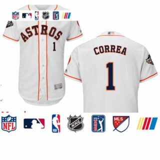 Astros #1 Carlos Correa White Flexbase Authentic Collection 2019 World Series Bound Stitched Baseball Jersey