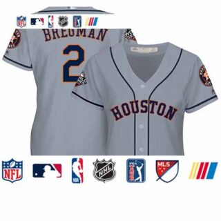 Astros #2 Alex Bregman Grey Road 2019 World Series Bound Women's Stitched Baseball Jersey