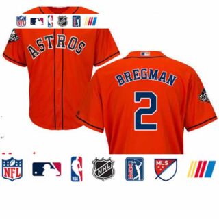 Astros #2 Alex Bregman Orange New Cool Base 2019 World Series Bound Stitched Baseball Jersey