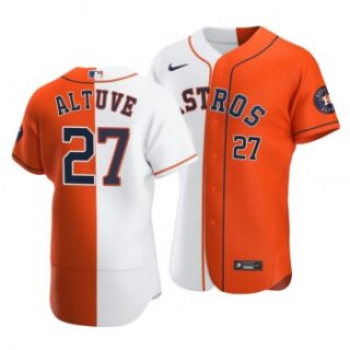 Astros #27 Jose Altuve Split White Orange Two-Tone Jersey