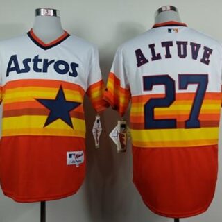 Astros #27 Jose Altuve White Orange 1980 Turn Back The Clock Stitched MLB Jersey