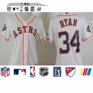 Astros #34 Nolan Ryan White Home 2019 World Series Bound Women's Stitched Baseball Jersey