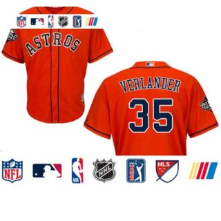 Astros #35 Justin Verlander Orange New Cool Base 2019 World Series Bound Stitched Baseball Jersey