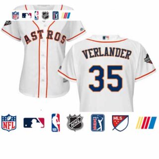 Astros #35 Justin Verlander White Home 2019 World Series Bound Women's Stitched Baseball Jersey