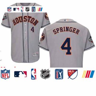 Astros #4 George Springer Grey Flexbase Authentic Collection 2019 World Series Bound Stitched Baseball Jersey