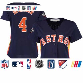 Astros #4 George Springer Navy Blue Alternate 2019 World Series Bound Women's Stitched Baseball Jersey