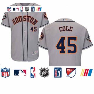Astros #45 Gerrit Cole Grey Flexbase Authentic Collection 2019 World Series Bound Stitched Baseball Jersey