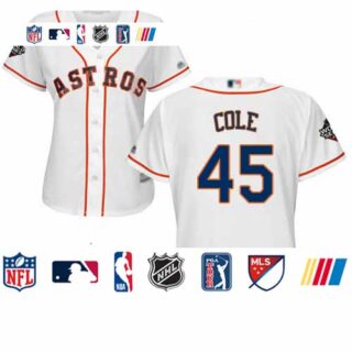 Astros #45 Gerrit Cole White Home 2019 World Series Bound Women's Stitched Baseball Jersey