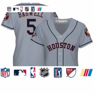 Astros #5 Jeff Bagwell Grey Road 2019 World Series Bound Women's Stitched Baseball Jersey