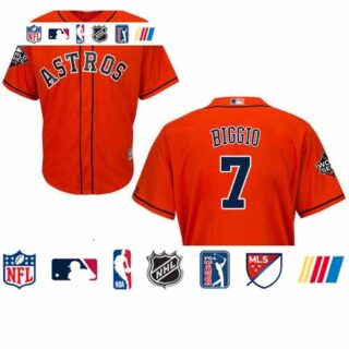 Astros #7 Craig Biggio Orange Cool Base 2019 World Series Bound Stitched Youth Baseball Jersey