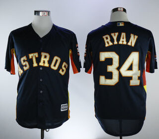Astros 34 Nolan Ryan Navy 2018 Gold Program Cool Base Jersey