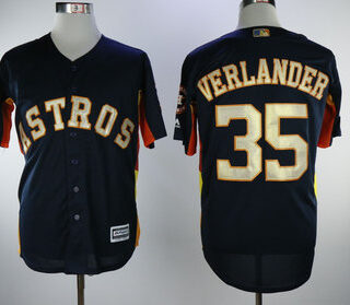 Astros 35 Justin Verlander Navy 2018 Gold Program Cool Base Jersey