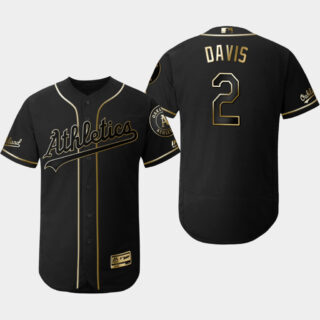 Athletics 2 Khris Davis Black Gold Flexbase Jersey