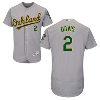 Athletics #2 Khris Davis Grey Flexbase Authentic Collection Stitched Baseball Jersey