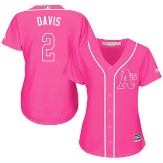 Athletics #2 Khris Davis Pink Fashion Women's Stitched Baseball Jersey