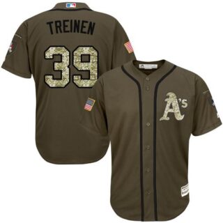 Athletics #39 Blake Treinen Green Salute to Service Stitched Baseball Jersey