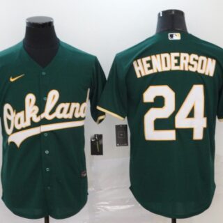 Athletics 24 Rickey Henderson Green 2020 Nike Cool Base Jersey